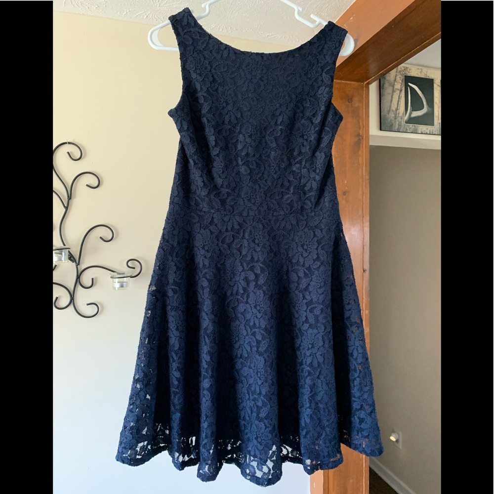 Navy blue knee length dress